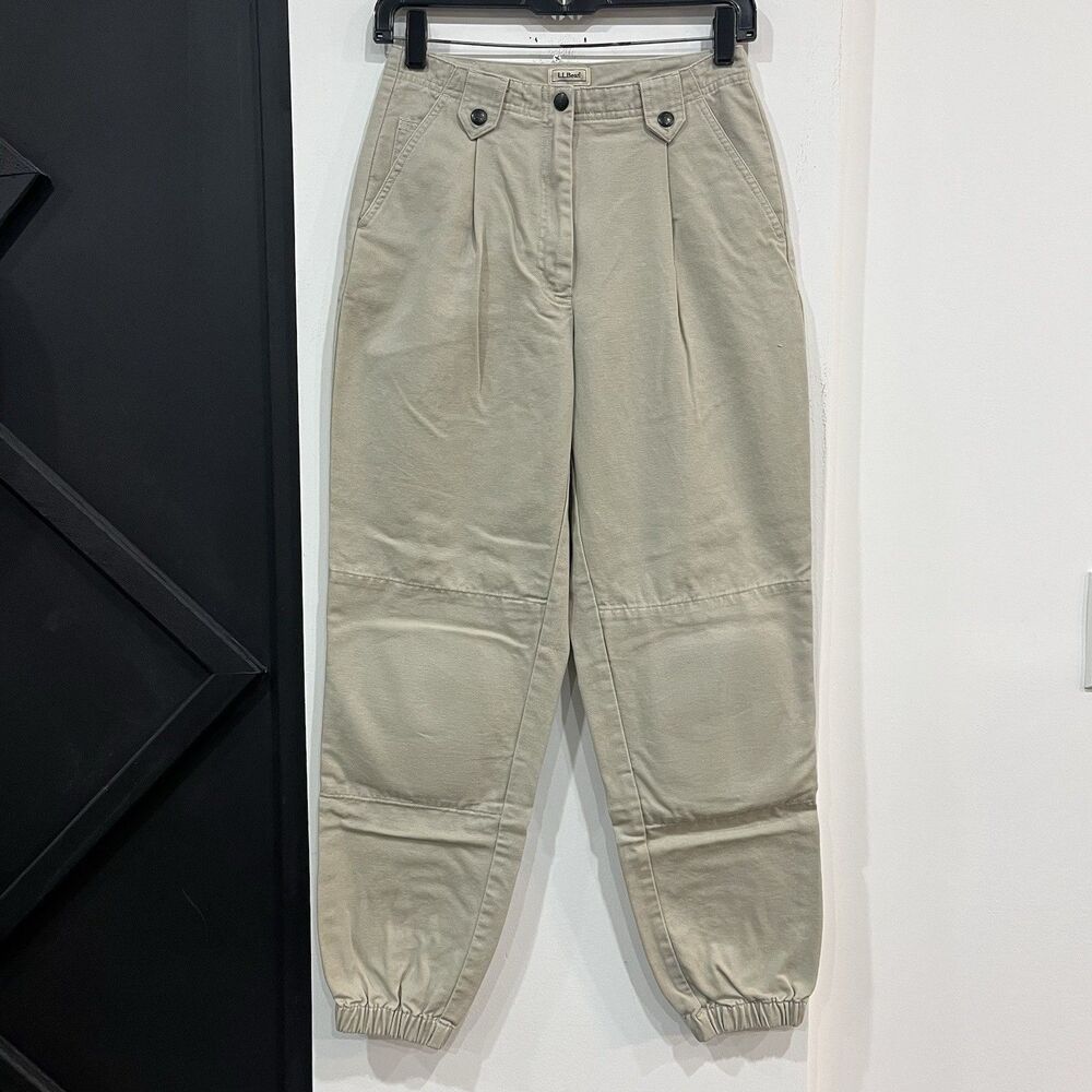 L.L Bean Women’s Canvas Pleated Padded Knee Cotton Pants Size 4